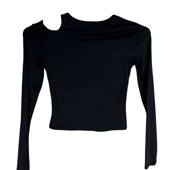 Anthropologie NWT Olive & Oak Womens S Black Long Sleeve Asymmetrical Cutout Top - Picture 11 of 16